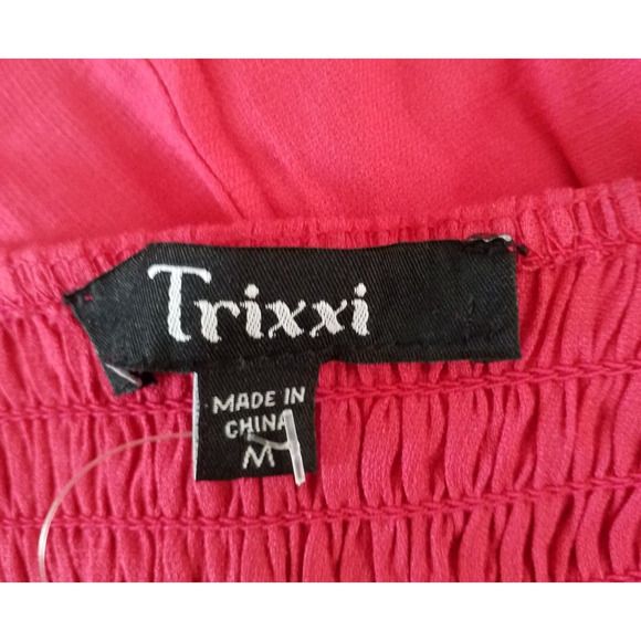 Trixxi Women's Size Medium Fuchsia Puff Sleeve Ruffle Flare Dress - Picture 5 of 7